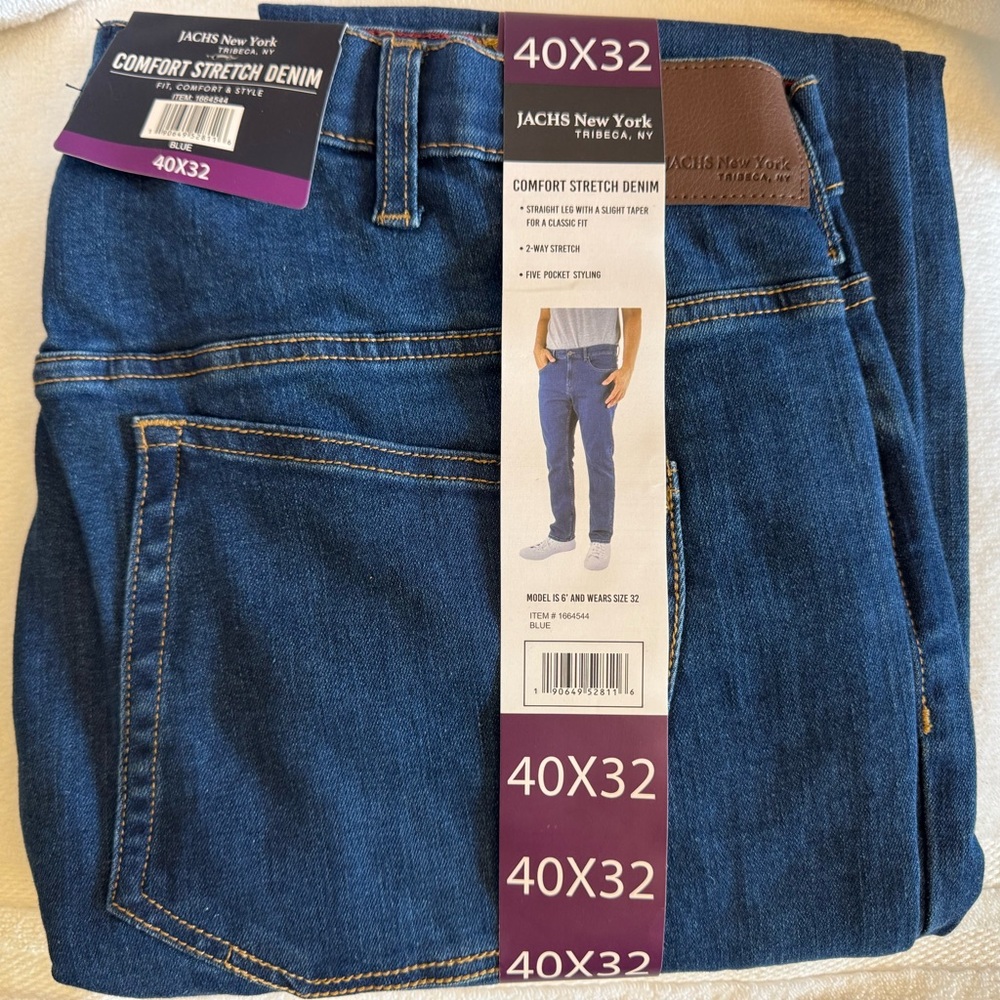 Jacks of New York Comfort Stretch Denim Jeans - Blue (40x32)